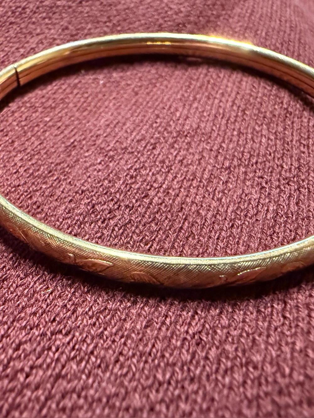 Textured 12KGF Women's Bangle Bracelet